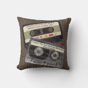 Almofada Custom Text Cassete de Música Retro Love Mixtape