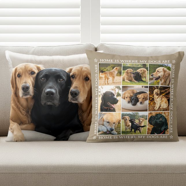 Almofada Custom Text Photo Collage Pet Dog Love Brown (Criador carregado)
