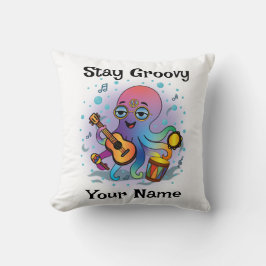 Almofada Custom Throw Pillow | Retro Octopus | Name & Text