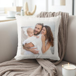 Almofada Custom Two Photo Double Sided Family<br><div class="desc">Create a cozy keepsake with this Custom Two Photo Double Sided Throw Pillow — personalized on both sides for a modern, versatile look. Add one favorite photo to each side, or mix it up with a family portrait on the front and a name, date, or message on the back. Crafted...</div>