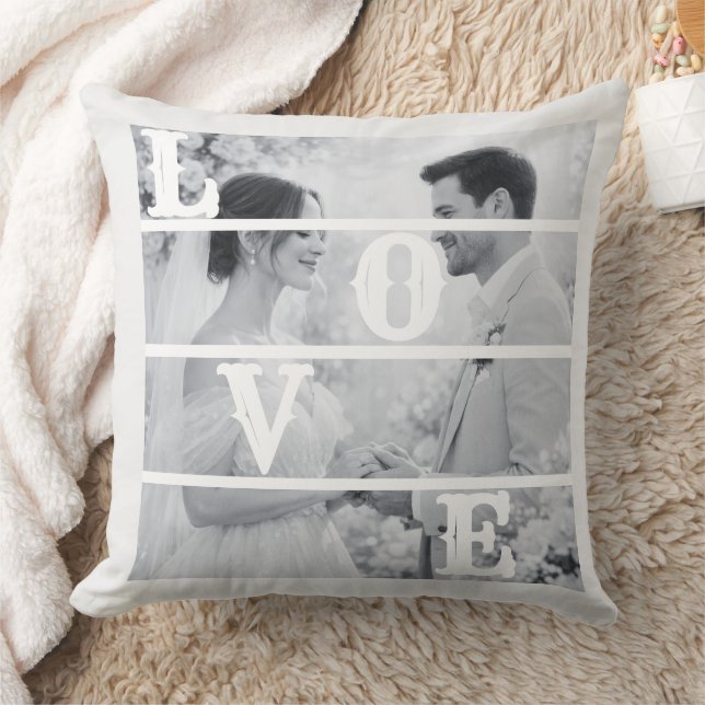 Almofada Custom Wedding Photo "LOVE" (Cobertor)