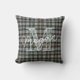Almofada Custom Winter Tartan Pillow with Monogram
