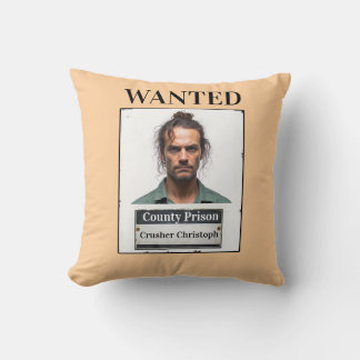 Almofada Customisable Photo Name Prison Funny Wanted Throw