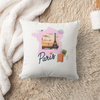 Almofada Customizable Travel Themed Paris Pillow.