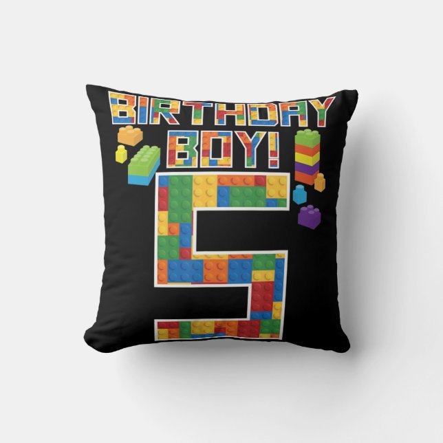 Almofada Cute 5th Birthday Gift 5 Years Old Block Building  (Frente)
