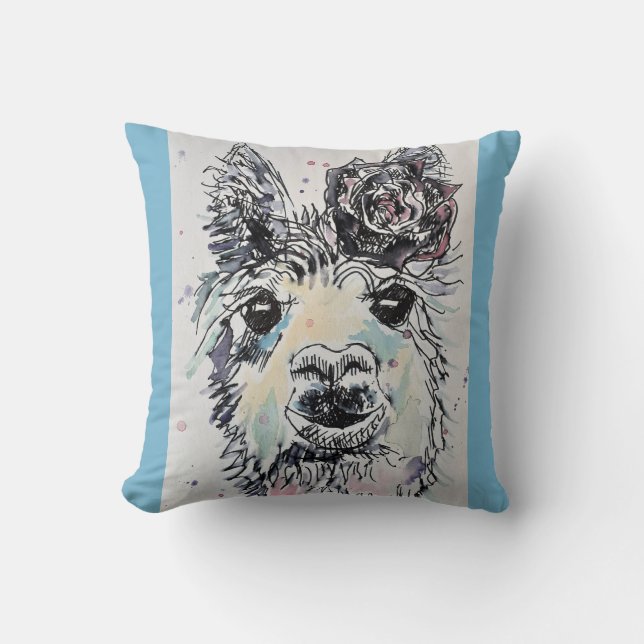 Almofada Cute Alpacca Lllama Watercolor Art Cushion (Frente)