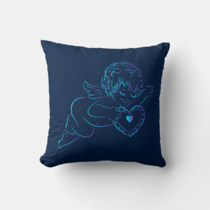 Almofada Cute Angel Cherub segurando um Namorados de rendas