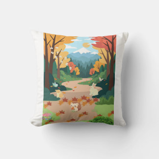 Almofada Cute Autumn Forest Animals Cozy Landscape Art Post