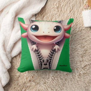 Almofada Cute Axolotl Kids Green Customable Name