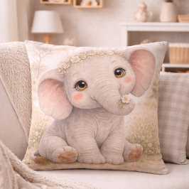 Almofada Cute Baby Elephant Neutral Nursery 