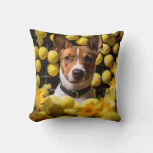 Almofada 🐕 Cute Basenji cachorrinho com bolas de Tênis