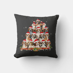 Almofada Cute Beagles Árvore de Natal Cachorro Papai Noel X