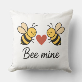 Almofada Cute Bee Couple “Bee Mine” Love Throw Pillow