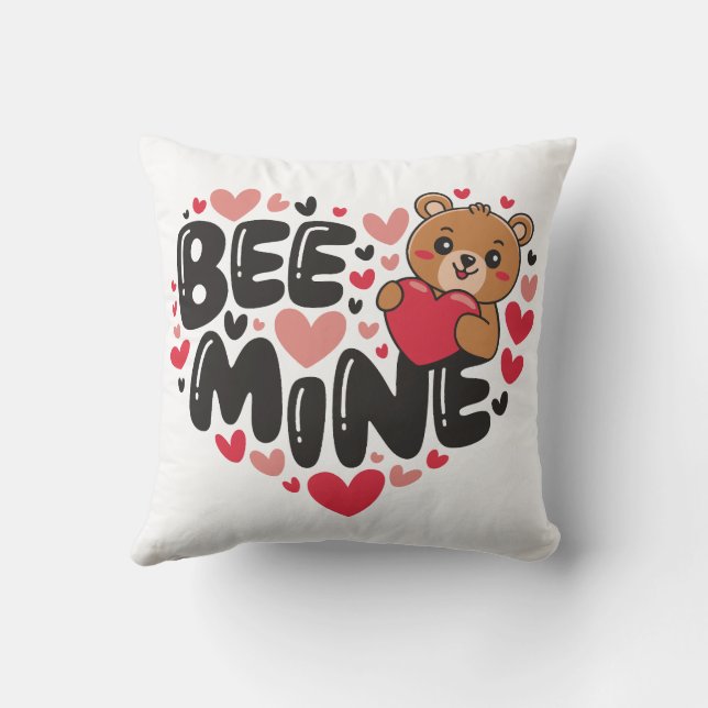 Almofada Cute Bee Mine Teddy Bear Valentine's Day (Verso)