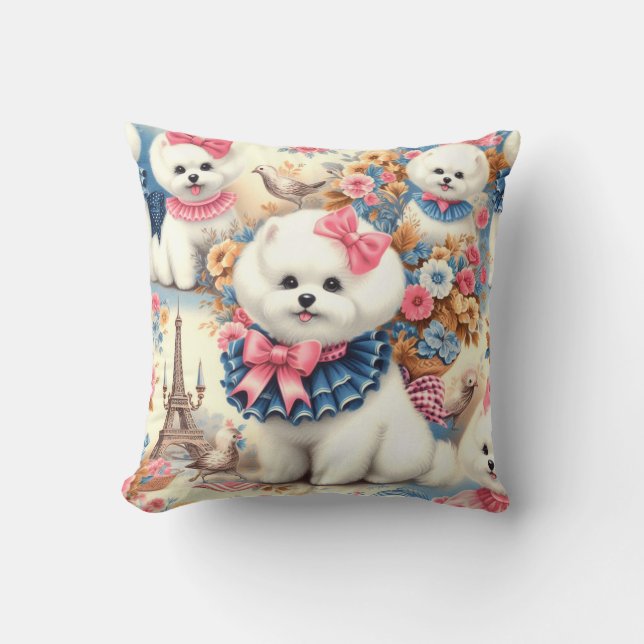 Almofada Cute Bichon Frisé Seamless (Frente)