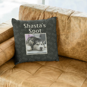 Almofada Cute Black Dog Spoch Couch Personalizado Name Bone