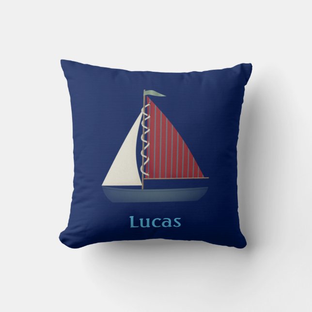 Almofada Cute Blue Toy Sailboat (Frente)