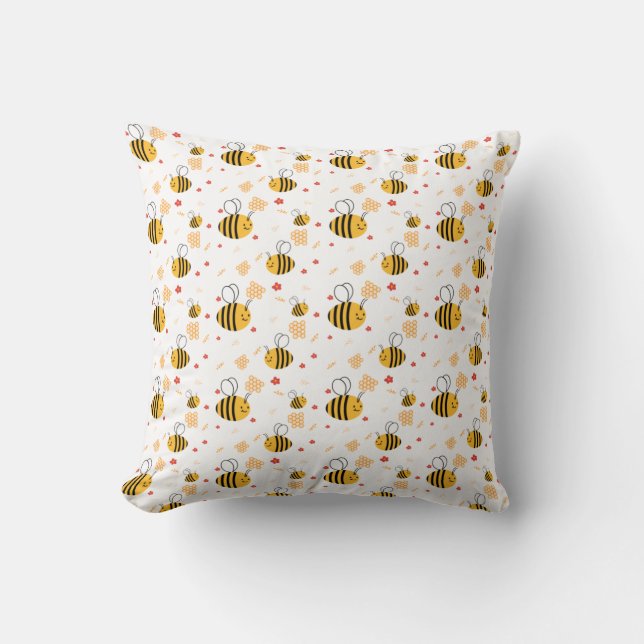 Almofada Cute Bumblebee e Flores (Frente)