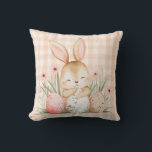 Almofada Cute Bunny Easter<br><div class="desc">Add a soft and cheerful spring touch to your home with this adorable Easter bunny throw pillow. Featuring a sweet watercolor bunny surrounded by delicate spring flowers and colorful Easter eggs on a cozy gingham background, this pillow brings warmth and charm to any space. Perfect for Easter decorating, nursery rooms,...</div>