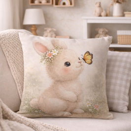 Almofada Cute Bunny With Butterfly Neutral Nursery 