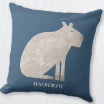 Almofada Cute Capybara Personalizada<br><div class="desc">Uma aquarela divertida,  capybara,  num fundo verde teal para amantes de animais e da vida selvagem. Arte original de Nic Squirrell. Alterar ou remover o nome a personalizar.</div>