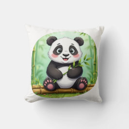 Almofada Cute Cartoon Panda on Bamboo Patch