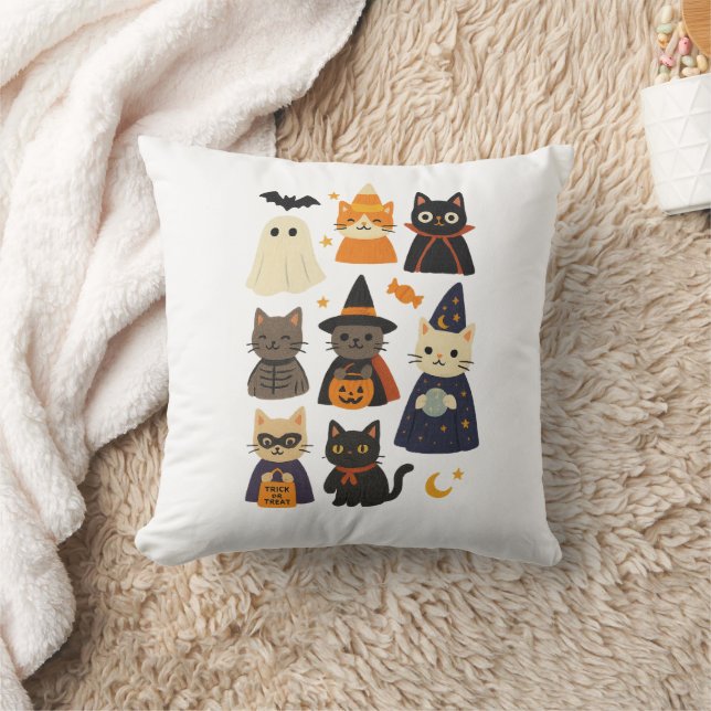 Almofada Cute Cat Halloween Gift Pillow (Cobertor)