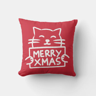 Almofada Cute Cat Merry Xmas
