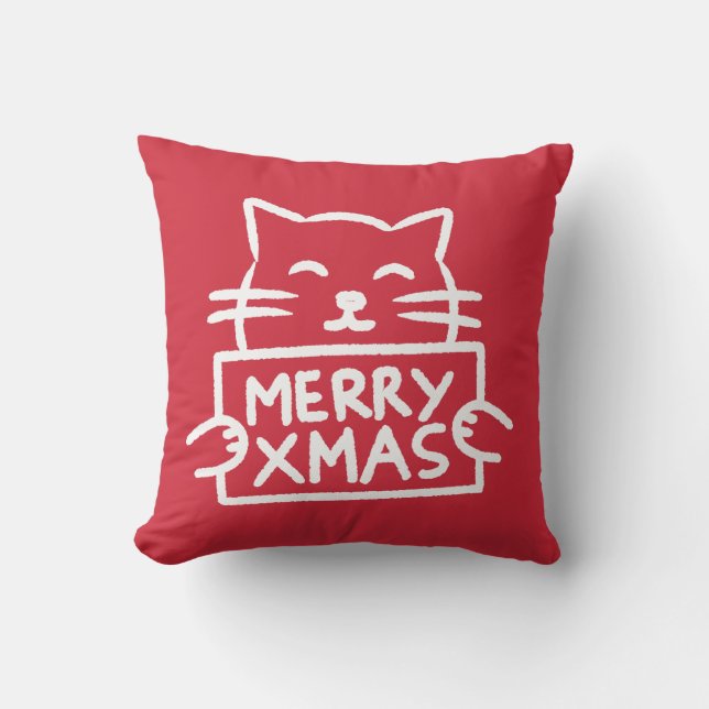 Almofada Cute Cat Merry Xmas (Frente)
