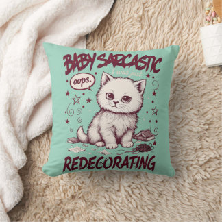 Almofada Cute Cat Oops Redecorating Funny Sarcastic Kitten