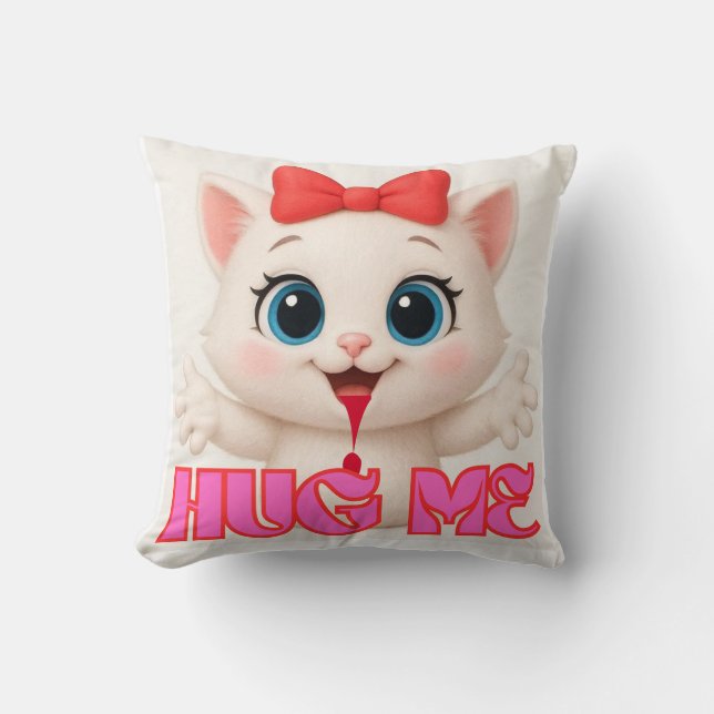 Almofada Cute Cat Pillow – Kawaii Kitty Home Decor Design (Frente)
