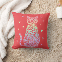 Almofada  cute cat  rainbow hearts pastel gradient pattern