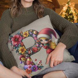 Almofada Cute Christmas Elfo Festivo F Couro Falso Bege