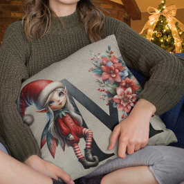 Almofada Cute Christmas Elfo Festivo Faux Couro Bege