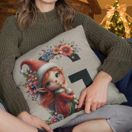 Almofada Cute Christmas Elfo Festivo Faux Couro Bege