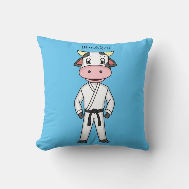 Almofada Cute cow in kung fu suit cartoon  (Frente)