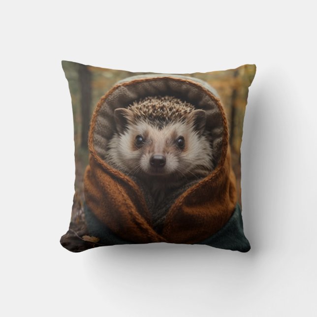 Almofada Cute Cozy Hedgehog Autumn Season (Frente)