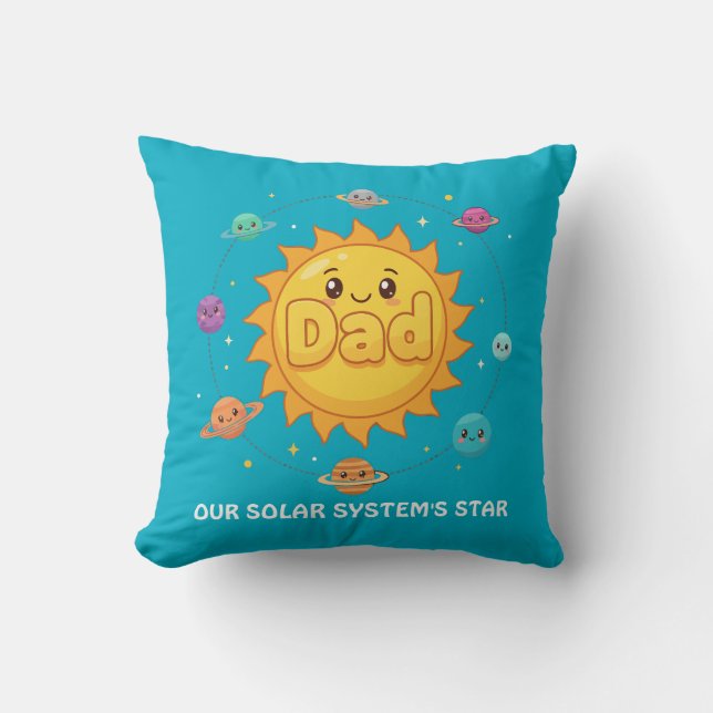 Almofada Cute Dad Solar System Star Space Cartoon (Frente)