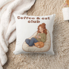 Almofada Cute design de café e clube de gatos