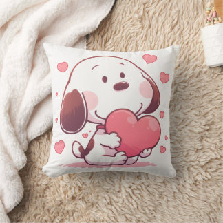 Almofada Cute Dog Holding Pink Heart