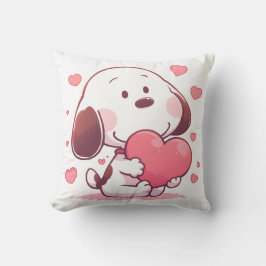 Almofada Cute Dog Holding Pink Heart
