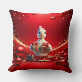 Almofada Cute Duck Christmas Holiday Throw Pillow