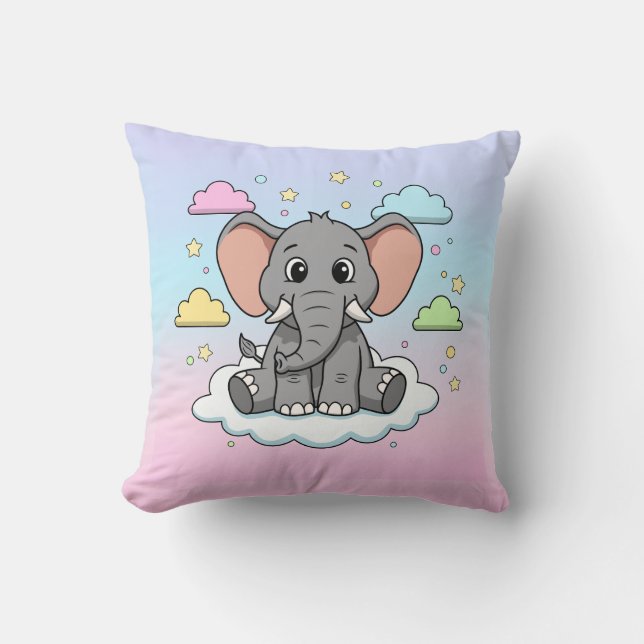 Almofada Cute Elephant on Cloud - I'm Ele-Fun-t Pun (Frente)
