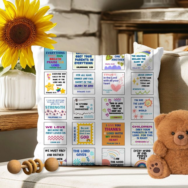 Almofada Cute escritura versículo bíblico memória crianças  (Criador carregado)