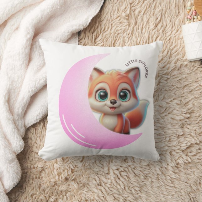 Almofada Cute Fox Pink Moon Cushion (Cobertor)