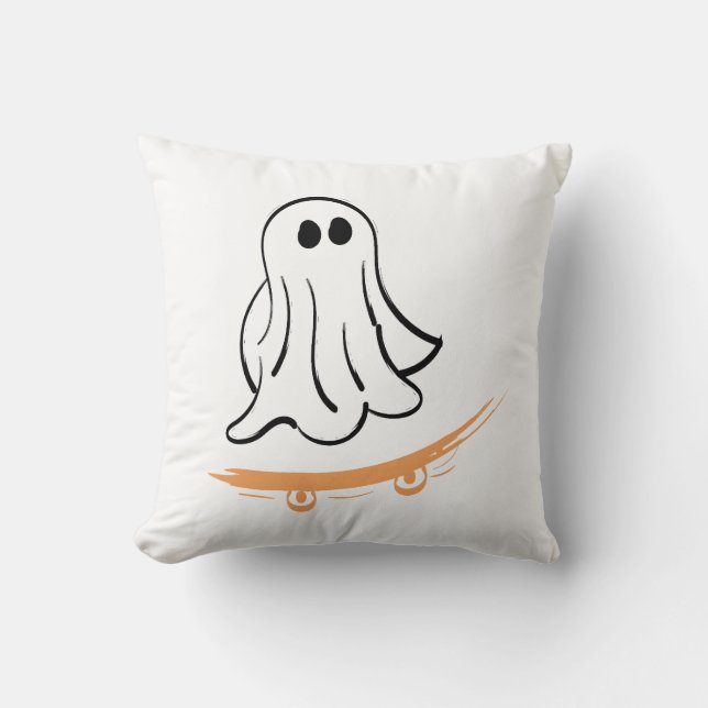 Almofada Cute ghost on skateboard (Frente)