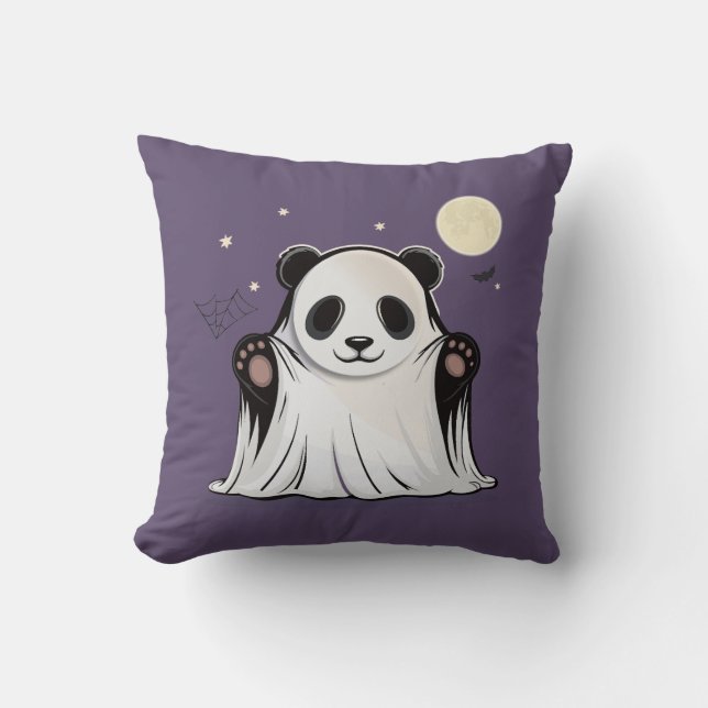 Almofada Cute Ghost Panda Under the Moon  (Frente)