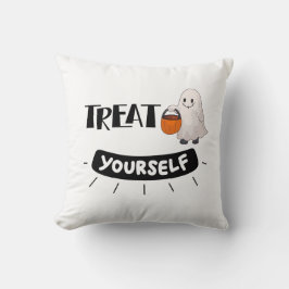 Almofada Cute Ghost “Treat Yourself” Pillow Halloween Theme