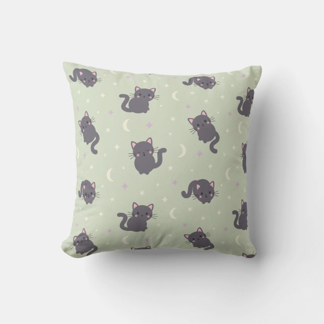 Almofada Cute Grey Cat Sage (Frente)
