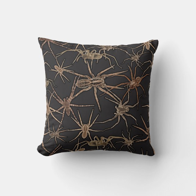 Almofada Cute Halloween Spiders on Midnight Black (Frente)